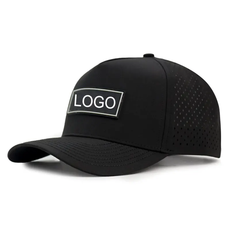 Water resistant hats two tone laser cut blank waterproof snapback hat 5 panel player brick hydro baseball hat