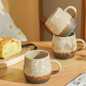 Chaozhou Ceramic Coffee <b>Mug</b> <b>Floral</b> Pattern Matte Retro Design Handmade Gift Cup - Product Image 4