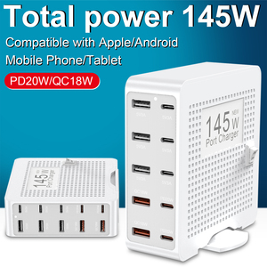Estación de Carga USB Multi-Puerto de 145W, Hub de Carga Rápida PD + QC para Múltiples Dispositivos para Hogar/Oficina/Aula con Interruptor de Encendido/<span class=keywords><strong>Apagado</strong></span> - Product Image 1