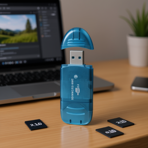 Cj CjpB2434164 Blue Memory Card <b>Reader</b> USB 2.0 All In One For <b>Sd</b> Card Laptop External Plastic Model Cj CjpB243416401Az - Product Image 2