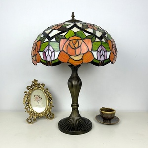 LongHuiJing 16 Inch Stained Glass Rose Floral European Table Lamp LED Desk Lamp Flexible Simple AC - Product Image 3
