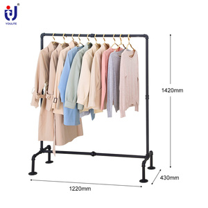 Modern Large Industrial Stylish Narrow <strong>Black</strong> Metal Single Pole Hanging Standing Shelf <strong>Clothes</strong> <strong>Rail</strong> Cover Living Room Detachable - Product Image 2