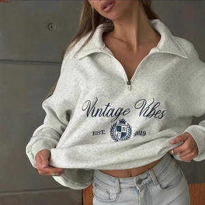 <span class=keywords><strong>Felpa</strong></span> invernale da <span class=keywords><strong>donna</strong></span> <span class=keywords><strong>con</strong></span> <span class=keywords><strong>cappuccio</strong></span> Anti-Pilling Versatile mezza cerniera spessa stile europeo americano Logo anteriore - Product Image 1