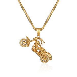 Collar con Colgante de Motocicleta para Hombre, Aleación de Zinc, Chapado en Oro, Cadena, Joyería de Moda Hip Hop, Accesorios de Estilo Retro - Product Image 1