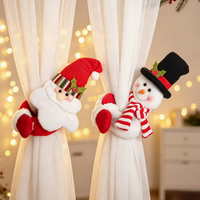 Attache-rideau en coton style Art déco, motif Père Noël et Bonhomme de neige, pour Noël, décoration festive pour la maison, l'hôtel, le centre commercial et les fêtes