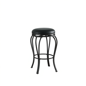 Tabouret de bar pivotant noir avec siège rembourré, structure en métal, design contemporain, mobilier de bar pour la maison - Product Image 1