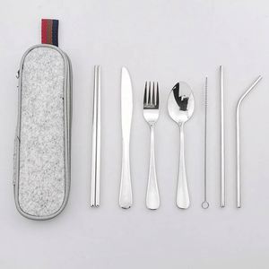 Ensemble de couverts de voyage portables de luxe colorés et réutilisables, 7 pièces avec pailles – Vente chaude - Product Image 4