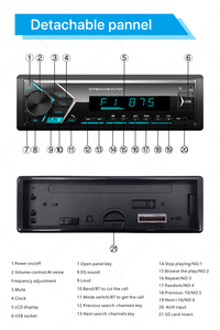 Radio <span class=keywords><strong>de</strong></span> 12V <span class=keywords><strong>para</strong></span> Coche con Panel Extraíble Reproductor MP3 Autoestéreo <span class=keywords><strong>de</strong></span> 1 Din <span class=keywords><strong>Audio</strong></span> <span class=keywords><strong>Receptor</strong></span> FM - Product Image 4