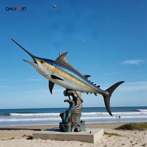 Onlyart Foundry latón fundido bronce pez vela escultura decoración pública al aire libre estatua de pez espada a la venta - Product Image 4