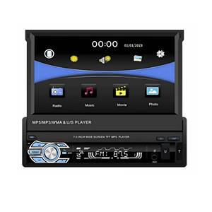 Reproductor MP5 para Auto con Pantalla Retráctil Manual de 7 Pulgadas, Táctil Capacitiva, AUX, TF, USB - Product Image 1
