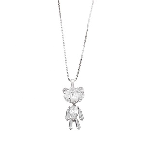Cz piedra ajustable caja de cadena de plata de ley 925 jwelleries oso de peluche lindo colgante de collar para las mujeres - Product Image 1
