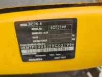 Excavatrice Komatsu PC70-8 de 6,5 tonnes, compacte, d'occasion, fabriquée au Japon, puissance de 48,5 kW, capacité de la benne de 0,32 m³, 6001-8000 heures, certifiée, modèle 2024