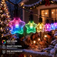 Guirnalda de Luces LED Impermeables para Exteriores con Efectos RGBIC para Decoración de Terrazas de Restaurantes y Comedores