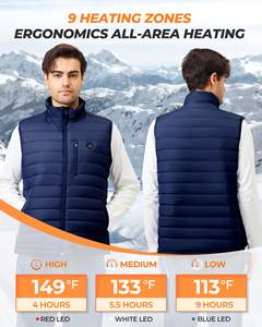 Gilet chauffant léger, lavable et imperméable pour homme, style <span class=keywords><strong>freestyle</strong></span>, hiver, 8 zones chauffantes, <span class=keywords><strong>3</strong></span> niveaux de chauffe, batterie incluse - Product Image 3