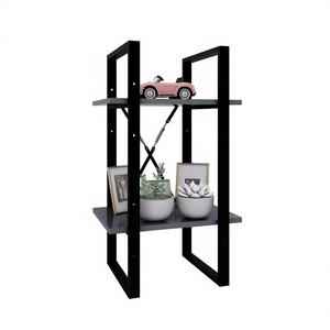 Armoire en bois d'ingénierie à 2 niveaux, grise, 15,7x11,8x27,6 pouces, pour rangement d'objets d'enfants, design minimaliste - Product Image 1