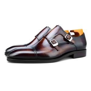 F8-MK3 2022 nouveau élégant à la main en daim classique Double moine sangle hommes chaussures habillées en cuir