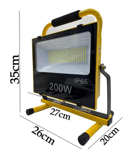Projecteur de travail LED 200W, projecteur portable à énergie solaire avec poignée, étanche IP65 pour le camping, le travail, les situations d'urgence, étanche IP65 - Product Image 1