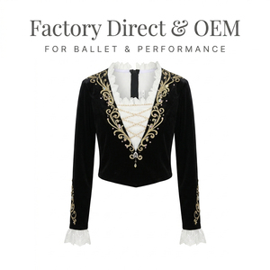 Chaqueta de ballet para hombre con bordado dorado de terciopelo negro, disfraz de ballet profesional para hombre, para el Príncipe de la Cascanueces - Product Image 2