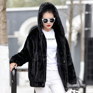Women Fleece Hooded Jacket Gray Loose Fit Winter Coat With Pocket Warm Plus Size - Product Image 3