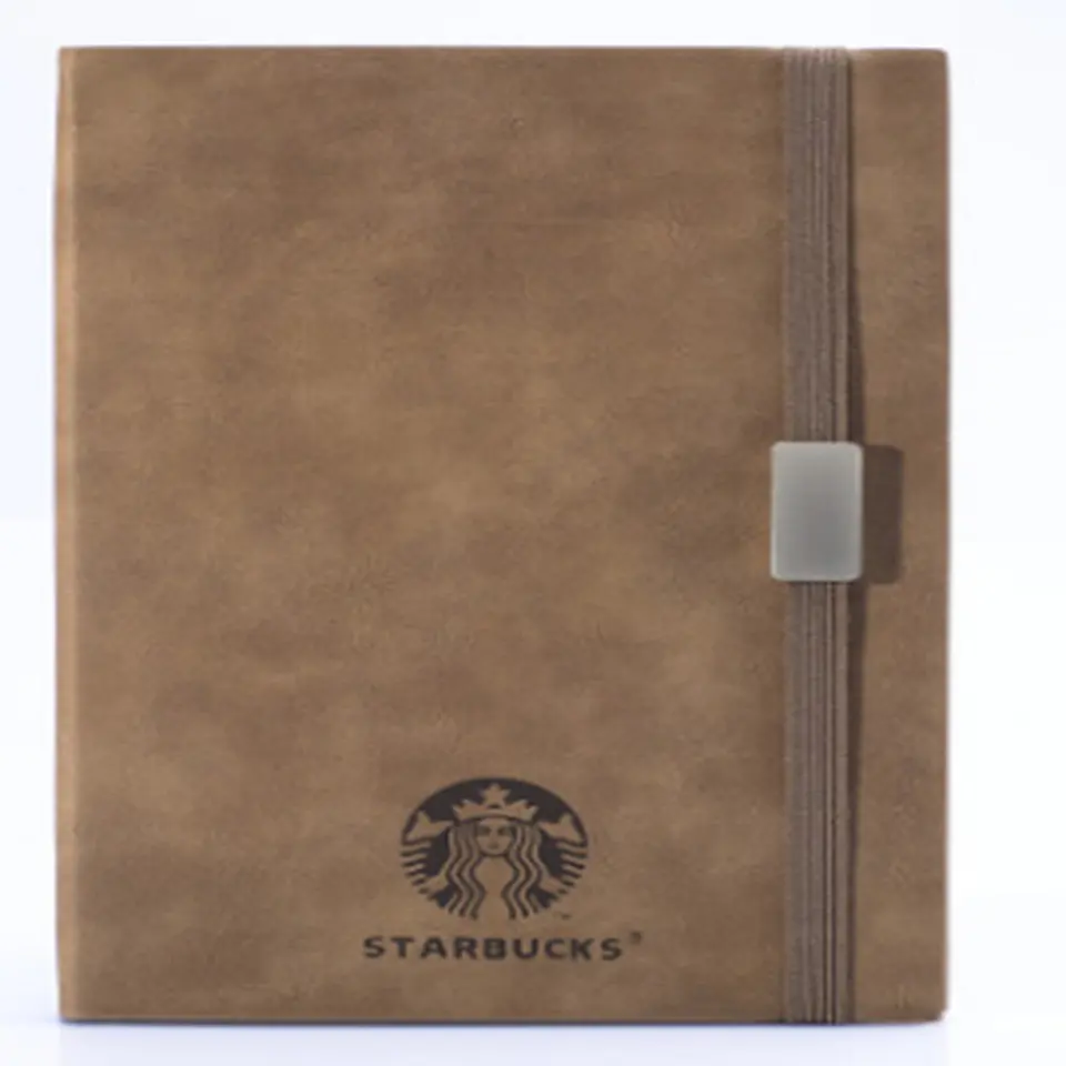 custom printed logo pu cover hardcover leather notebook journal with elastic band