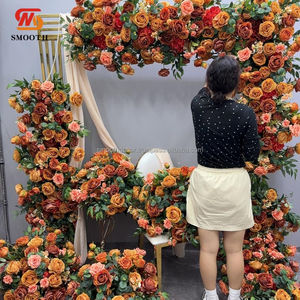 Ramo de Boda de Rosas Borgoña de Seda Artificial Suave, 60 cm, Diseño Asimétrico, Color y Tamaño Personalizables - Product Image 1