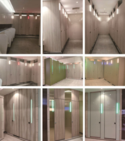 Sistem Pencahayaan LED Cerdas untuk Partisi Toilet Gedung Kantor Modern AOGAO Hpl, Plastik Ramah Lingkungan, Pemasangan Mudah