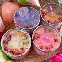 Großhandel Feiertagsgeschenk Handgemachte Getrocknete Blumen Einzigartige Blechdose Kristall-Duftkerze