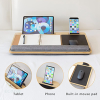 Support portable en bois pour ordinateur portable avec coussin moelleux, pliable, multifonctionnel, pour tablette et moniteur
