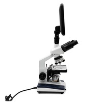 Microscope biologique composé avec écran LCD de 10,1 pouces, oculaire WF10X, objectifs achromatiques 4X-100X, condenseur d'Abbe