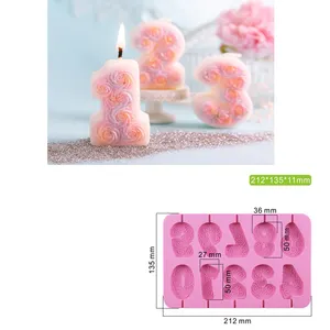 Creative Birthday Number Candles Mould DIY Candle Molds Silicone Eco Friendly Material Baking Flipping Sugar Props