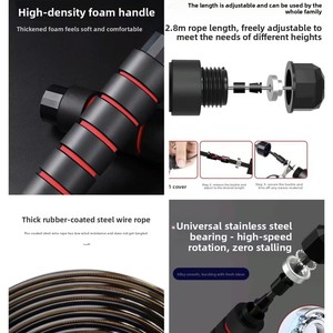 PVC <b>Skipping</b> <b>Rope</b> 2.8m Length Adult Fitness Training Sports Equipment Bearing Load Factory Wholesale Fitness Equipment - Product Image 4