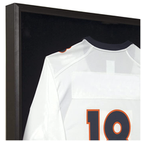 Cadre photo artisanal en MDF et métal avec boîte à ombre en verre pour maillot de sport