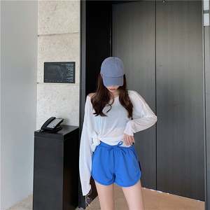 I-0248 Wholesale Summer Shorts Simple Elastic Slim Straight Shorts Ladies Fashion Beach High Waist <b>Women</b> Sports Shorts - Product Image 4
