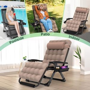 PIOEN 33 "<span class=keywords><strong>XXL</strong></span> surdimensionné zéro gravité chaise longue coussin amovible appui-tête capacité 500LBS avec serrure et repose-pieds améliorés - Product Image 2