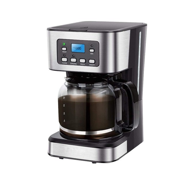 Electric Modern Brazilian American-style Fully Automatic Drip Coffee Maker 1.8L Stainless Steel 950W 24-Hour Keep-Warm LCD Hotel