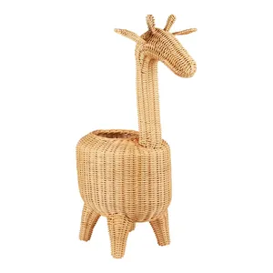 OEM Handicraft Cute Kids Children Rattan Multifunctional Eco-Friendly Toy Storage Organizer Giraffe Shaped Children's Playroom - Product Image 4