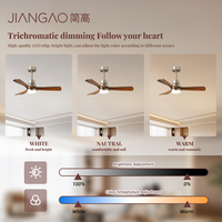 Ventilateurs de plafond intelligents LED en noyer de 42/52 pouces avec télécommande en bois, lustre décoratif pour chambre à coucher, conforme à la norme ROHS