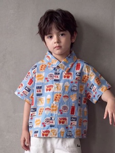 Ensemble deux pièces d'été pour garçons avec imprimé de dessins animés pour les tout-petits et les jeunes enfants - Chemise à manches courtes et short décontracté en polyester/coton - Product Image 2