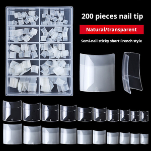 Ensemble de 200 capsules d'ongles artificiels à couverture complète, en acrylique transparent, capsules d'ongles naturelles, capsules de <span class=keywords><strong>gel</strong></span> souple, extensions d'ongles françaises - Product Image 3