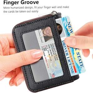 Tarjetero con Bloqueo RFID para Hombre y Mujer, con Cierre, Tipo Acordeón, Delgado, de Cuero Genuino, para Tarjetas de Crédito y de Visita - Product Image 2