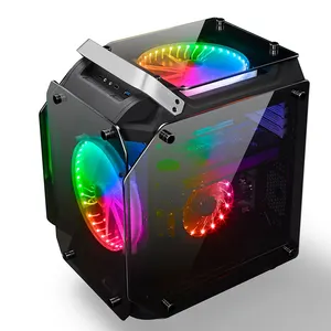 2023 새로운 RGB 120mm 팬 데스크탑 Atx 아크릴 투명 유리 PC 캐비닛 서버 게임용 컴퓨터 타워 컴퓨터 케이스