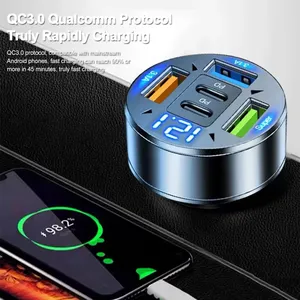 250W 5 พอร์ตที่ชาร์จแบตในรถชาร์จเร็ว PD QC3.0 USB C อะแดปเตอร์ชาร์จโทรศัพท์ในรถยนต์พร้อมแรงดันไฟฟ้าสำหรับไอโฟน ซัมซุง หัวเว่ย เสี่ยวมี่ - Product Image 2