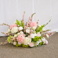 Bouquet de fleurs pré-fait pour mariage, rangée de fleurs en soie rose et verte pour la décoration de l'allée d'entrée de mariage