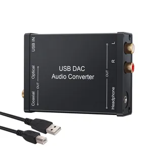 Konverter USB DAC USB Ke Koaksial S/PDIF Digital Ke Analog dengan Konverter DAC Headphone Audio 3.5Mm untuk PS4 PS3 Xbox