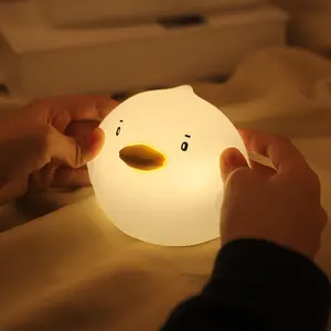 duckling night light aby Animal LED Silicone duck led night light Eye Protection Colorful Silicone Duck Night Light for Kids