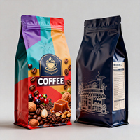 Sacs à café en aluminium à fond plat personnalisés avec valve et fermeture éclair pour l'emballage de 250 g de grains