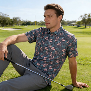 Camiseta Deportiva para Hombre, Estampada, de Manga Corta, Secado Rápido, Absorbe la Humedad, Protección UV, Transpirable, Tejido <span class=keywords><strong>El</strong></span>ástico, Ropa de Golf - Product Image 1