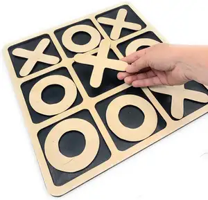 Ahşap seyahat tic tac toe noughts and crosses oyun tahtası aile eğlence oyunları çocuk zeka oyuncakları