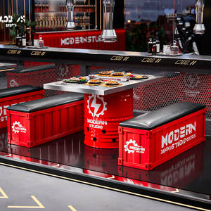 Ensemble table et chaises en fût d'huile industriel, mobilier en métal personnalisé avec logo pour café, salon, <span class=keywords><strong>bar</strong></span> - Product Image 4