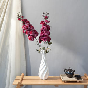 छोटे चेरी खिलने वाले कृत्रिम फूल जले हुए किनारे लंबी शाखा घर सजावट के लिए सजावट उपहार - Product Image 4